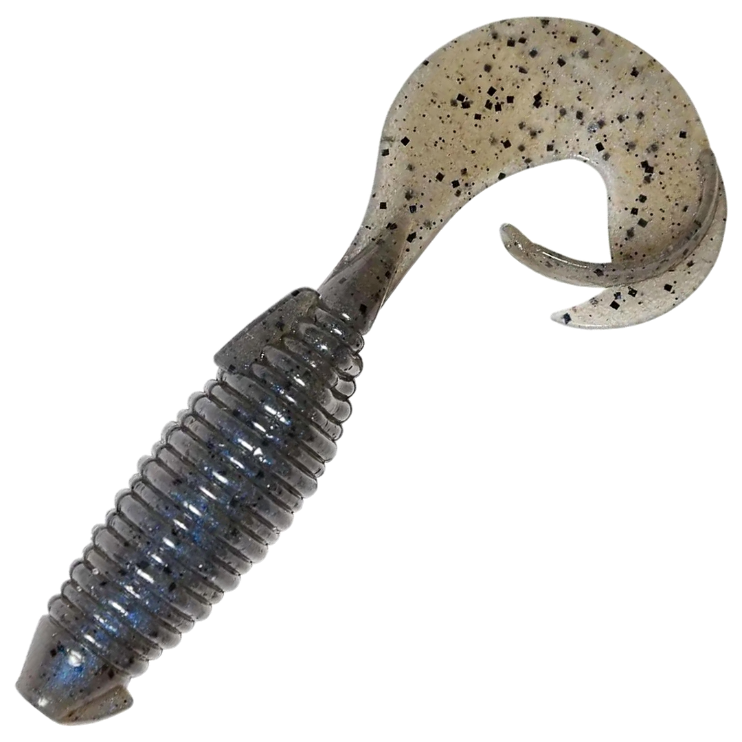 Keitech Flapper Grub Jigi 4", väri Pro Blue PP: harmaansininen runko ja mustat pilkut