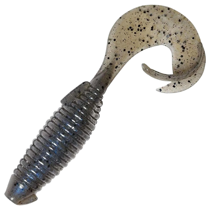Keitech Flapper Grub Jigi 4", väri Pro Blue PP: harmaansininen runko ja mustat pilkut