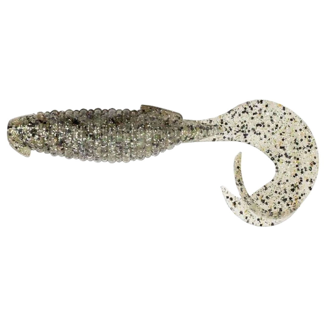 Keitech Flapper Grub Jigi 4" Silver Shad sivulta, pää vasemmalla
