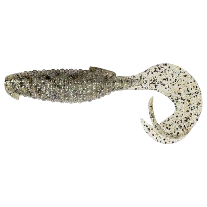 Keitech Flapper Grub Jigi 4" Silver Shad sivulta, pää vasemmalla