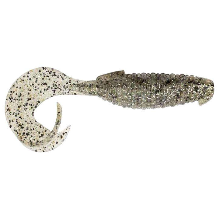 Keitech Flapper Grub Jigi 4" Silver Shad sivulta, pää oikealla