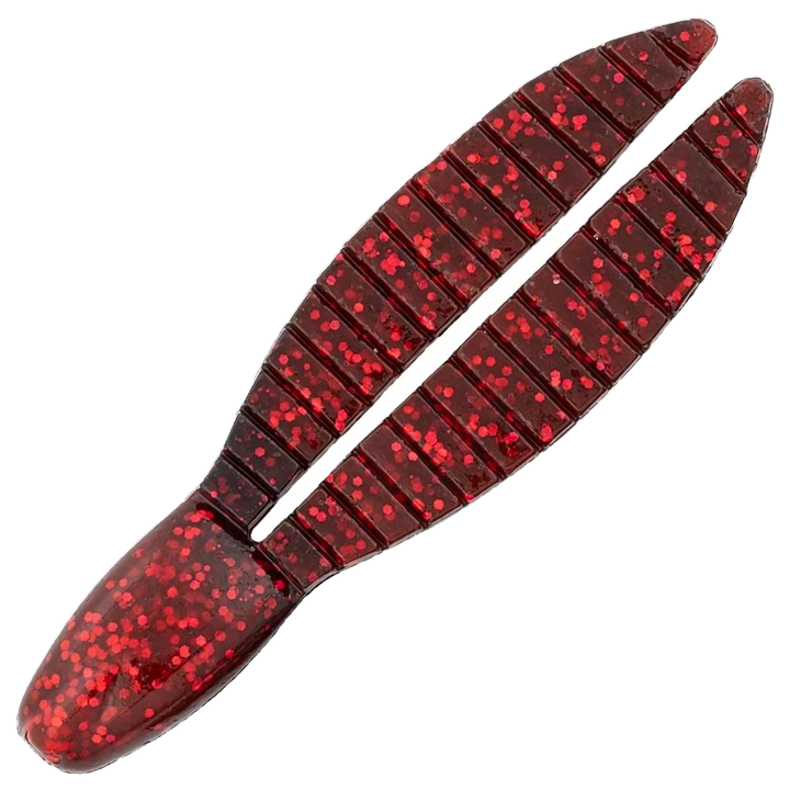 Keitech Flex Chunk Large Jigi 4", väri Black Cherry: läpikuultava punainen runko ja mustat hileet