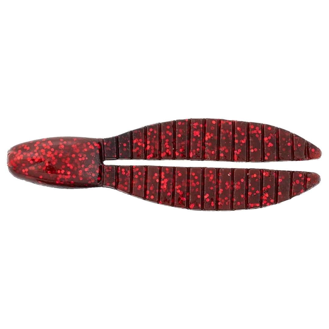 Keitech Flex Chunk Large Jigi 4" Black Cherry yläpuolelta, pää vasemmalla