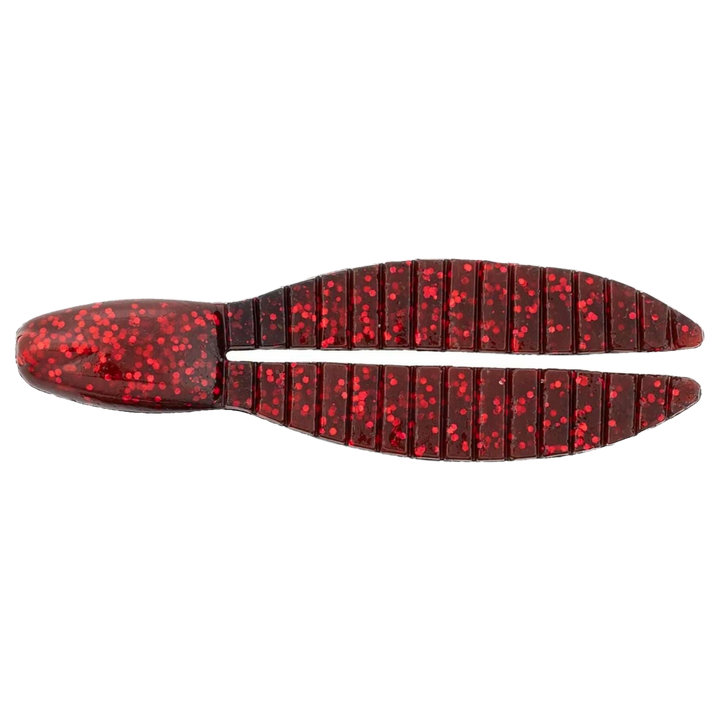 Keitech Flex Chunk Large Jigi 4" Black Cherry yläpuolelta, pää vasemmalla