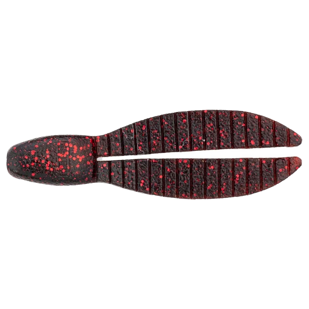 Keitech Flex Chunk Large Jigi 4" Black Cherry alapuolelta, pää vasemmalla