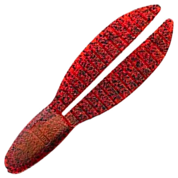Keitech Flex Chunk Large Jigi 4", väri Delta Craw: punainen runko ja mustat pilkut