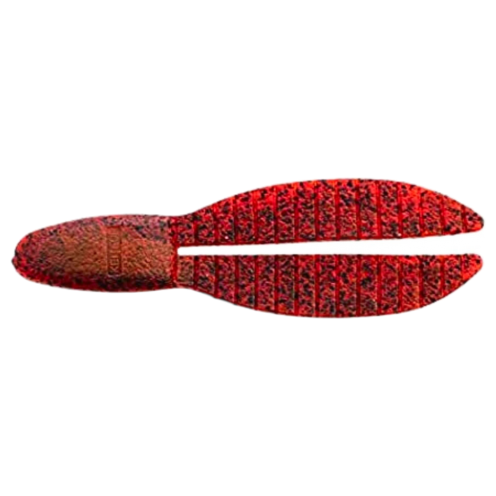 Keitech Flex Chunk Large Jigi 4" Delta Craw yläpuolelta, pää vasemmalla