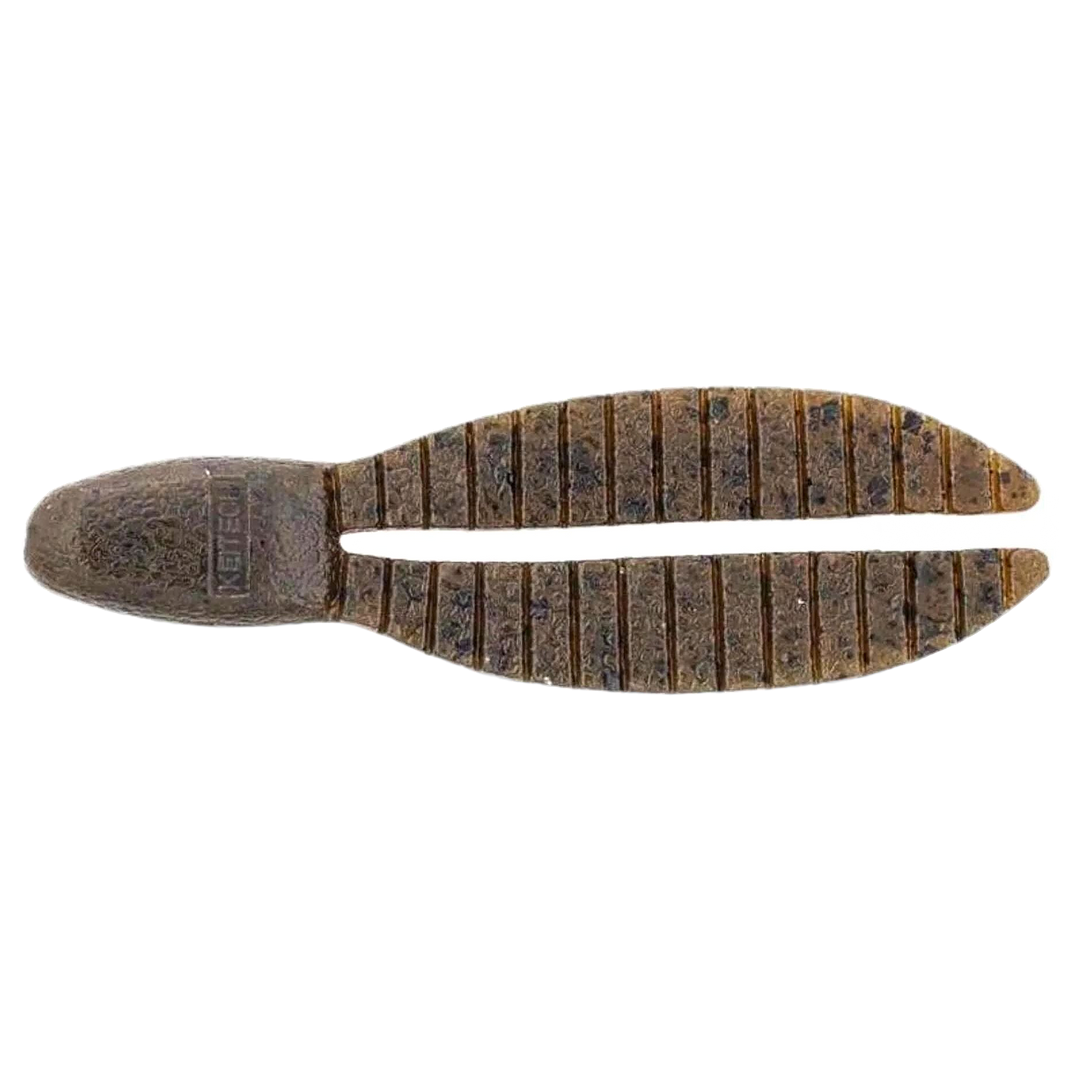 Keitech Flex Chunk Large Jigi 4" Green Pumpkin PP. ylhäältä, pää oikealla