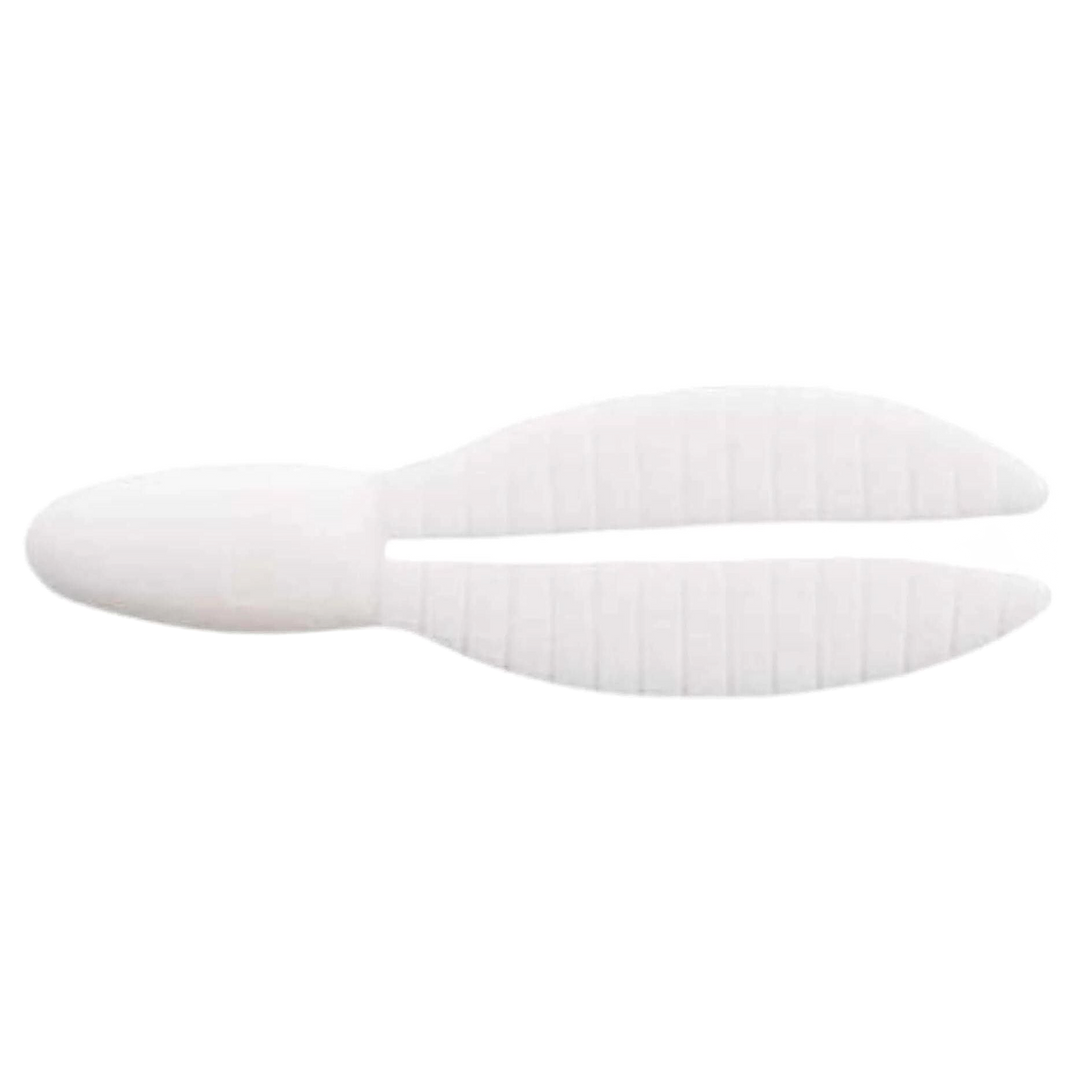Keitech Flex Chunk Large Jigi 4" White ylhäältä, pää oikealla