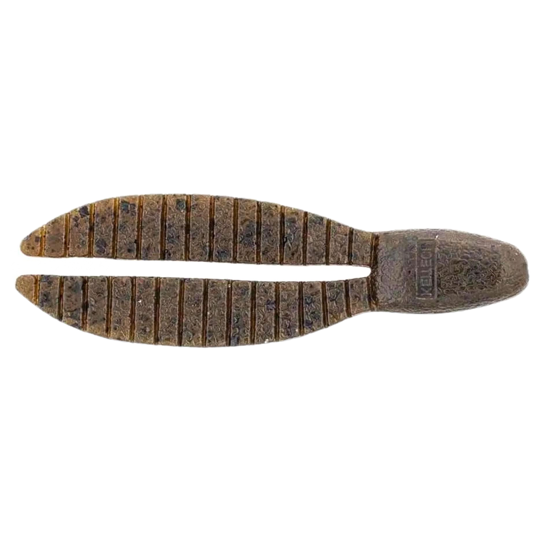 Keitech Flex Chunk Medium Jigi 3" Green Pumpkin PP. ylhäältä, pää vasemmalla