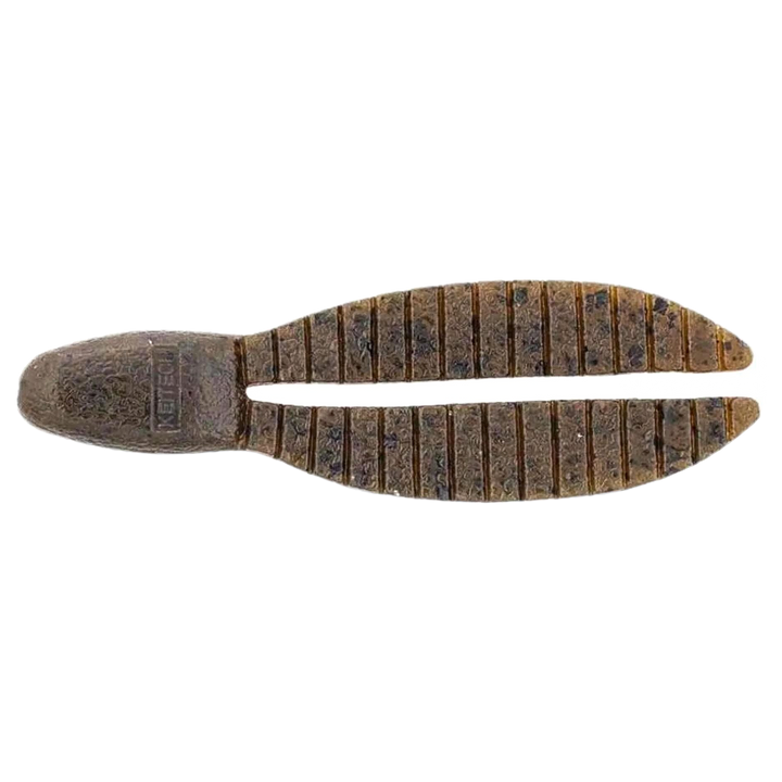 Keitech Flex Chunk Medium Jigi 3" Green Pumpkin PP. ylhäältä, pää oikealla