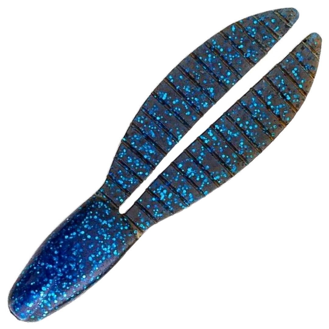 Keitech Flex Chunk Medium Jigi 3", väri Okeechobee Craw: harmaanvihreä ja sininen runko sekä mustat pilkut