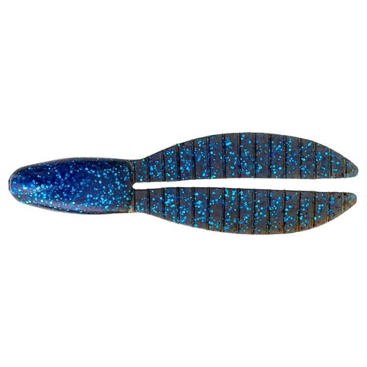 Keitech Flex Chunk Medium Jigi 3" Okeechobee Craw yläpuolelta, pää vasemmalla