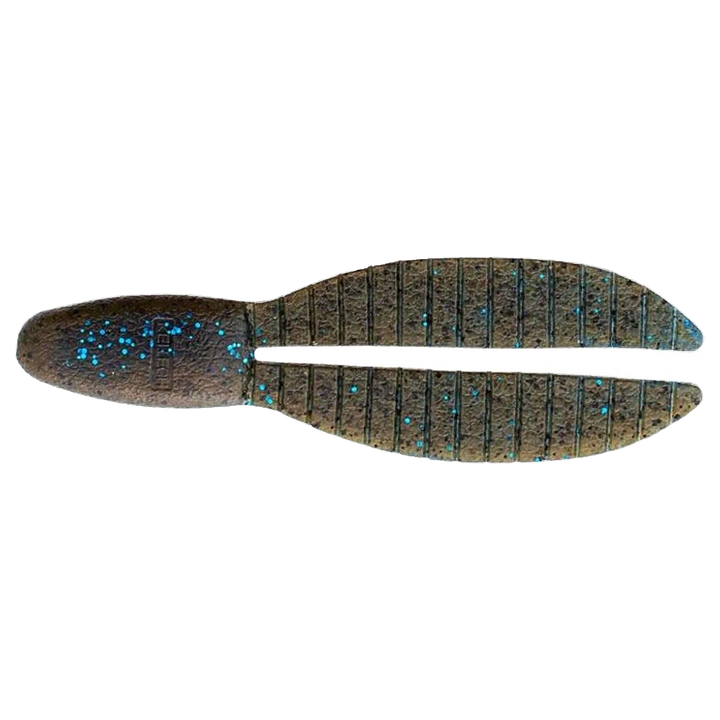 Keitech Flex Chunk Medium Jigi 3" Okeechobee Craw alapuolelta, pää vasemmalla