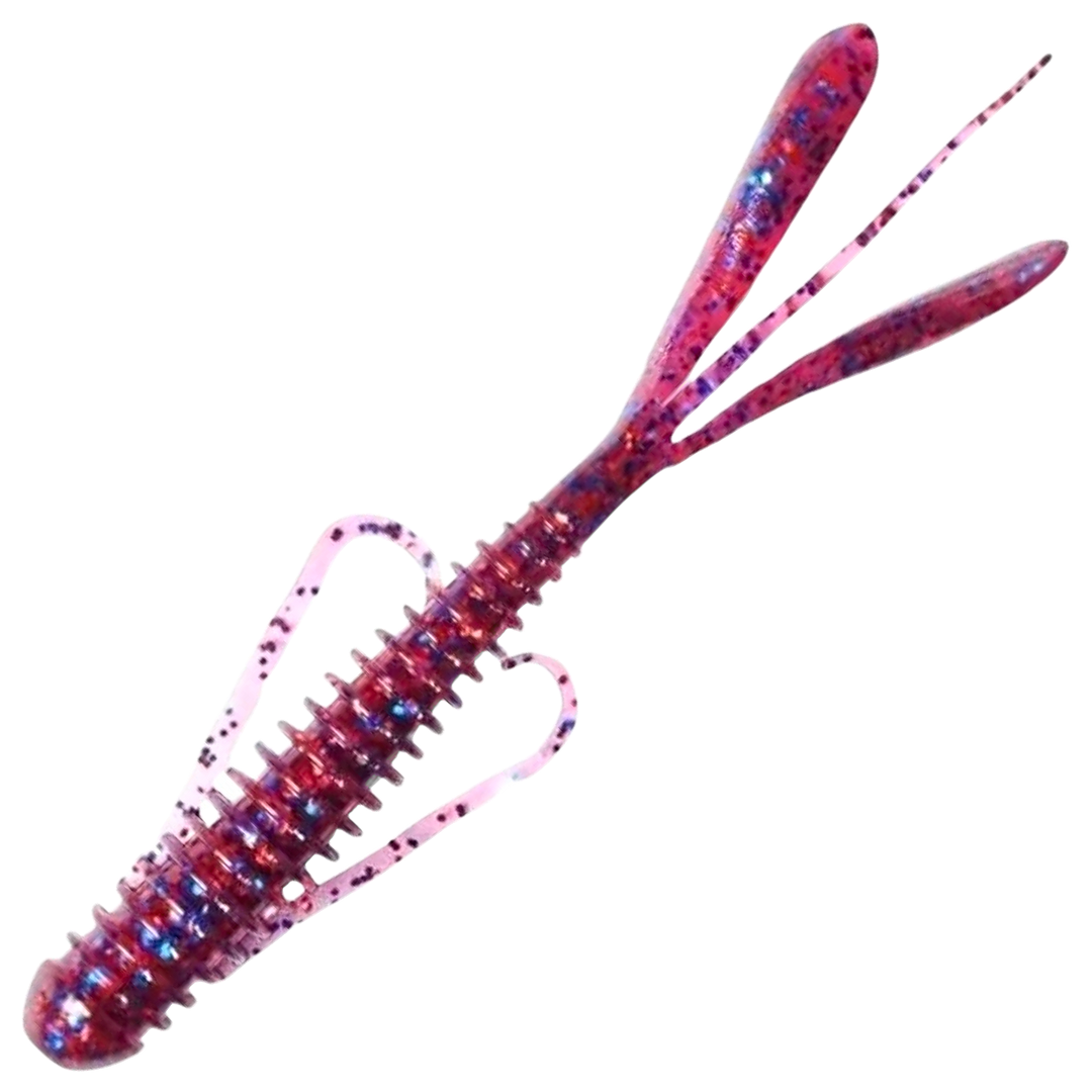 Keitech Hog Impact Jigi 3", väri Cosmos: violetti runko sekä punaiset ja siniset hileet
