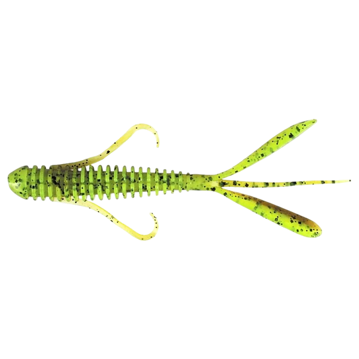 Keitech Hog Impact Jigi 3" Green Pumpkin/Chartreuse sivulta, pää vasemmalla