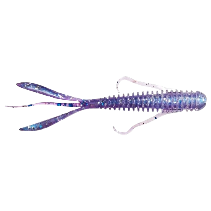 Keitech Hog Impact Jigi 3" Purple Ice Shad sivulta, pää oikealla