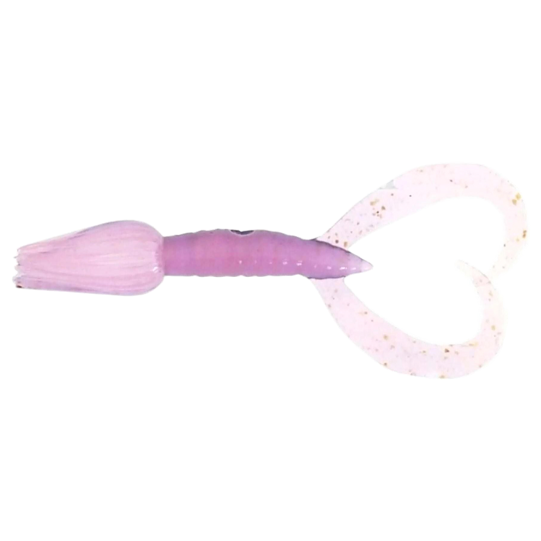 Keitech Little Spider Jigi 2" Bubblegum Grape ylhäältä, pää vasemmalla