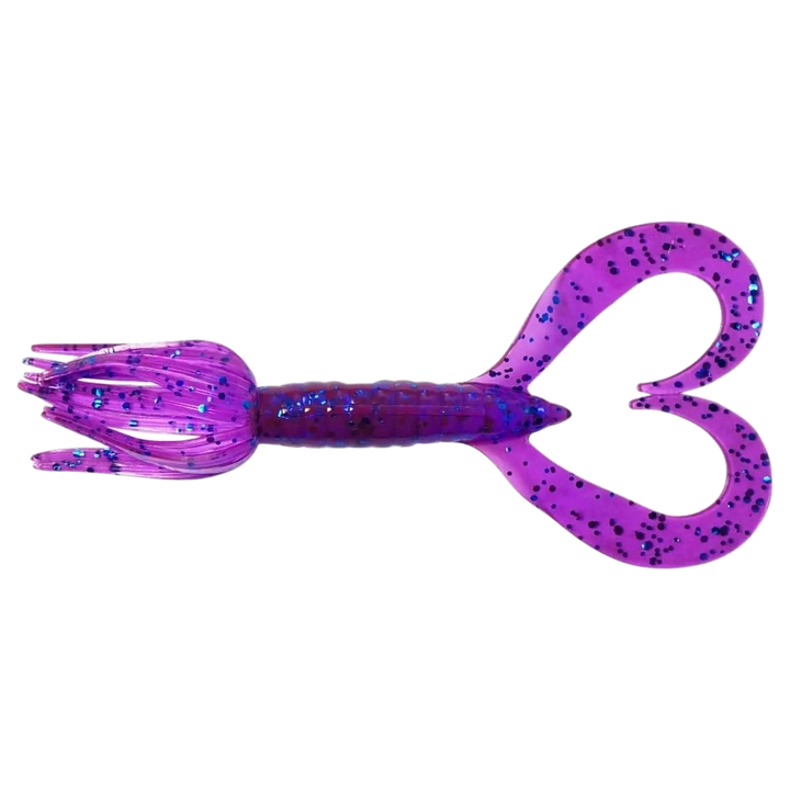Keitech Little Spider Jigi 2" Purple Blue Heaven ylhäältä, pää vasemmalla