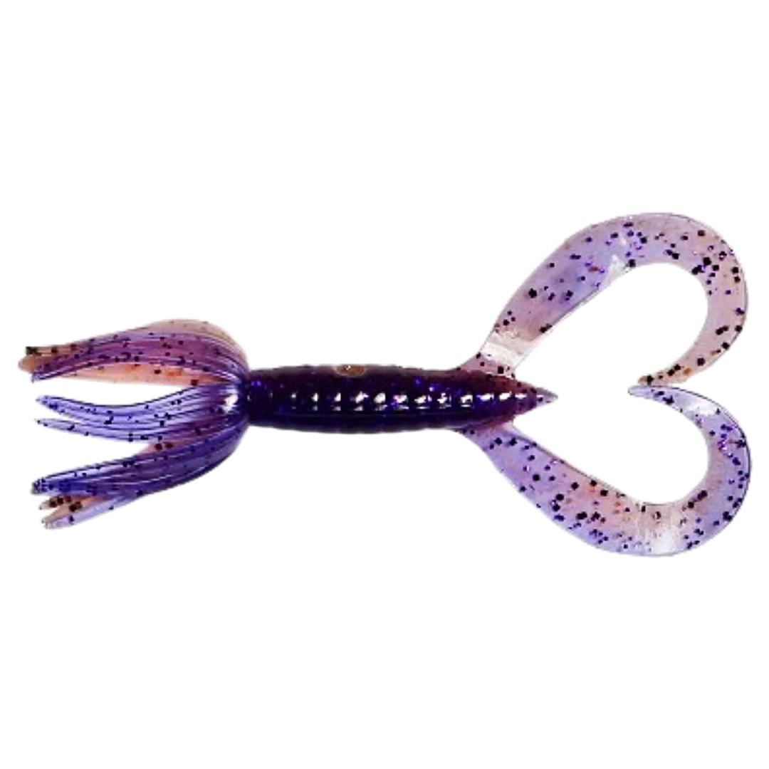 Keitech Little Spider Jigi 2" Purple Jerry ylhäältä, pää vasemmalla