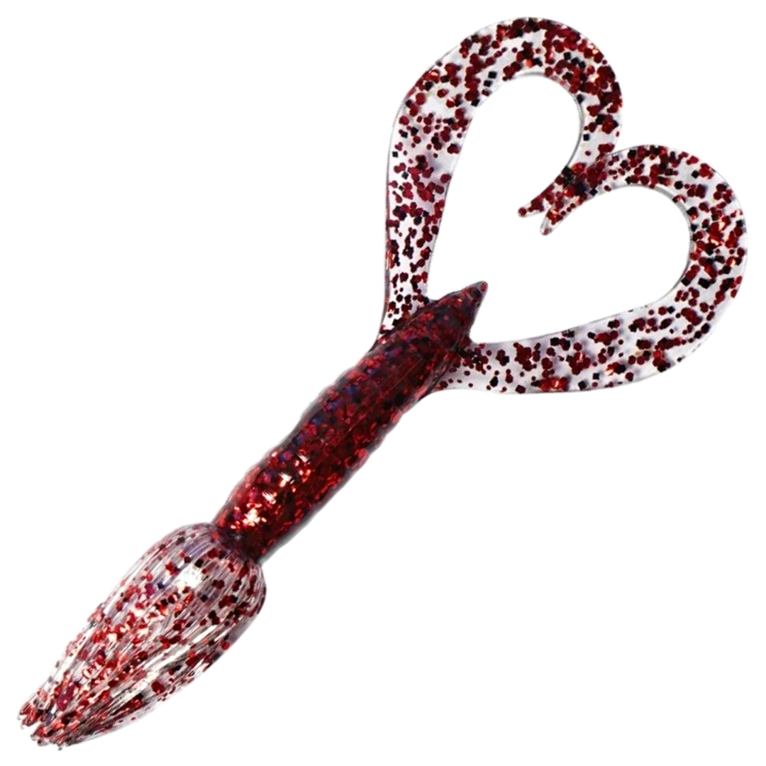 Keitech Little Spider Jigi 2", väri Red Devil: läpikuultava runko ja tiheät punaiset hileet