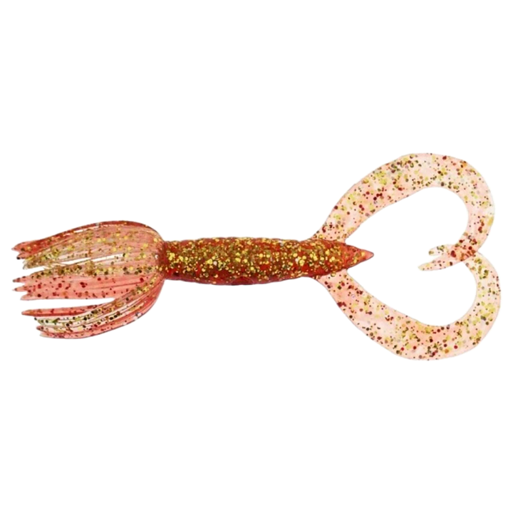 Keitech Little Spider Jigi 2" Red Gold ylhäältä, pää vasemmalla