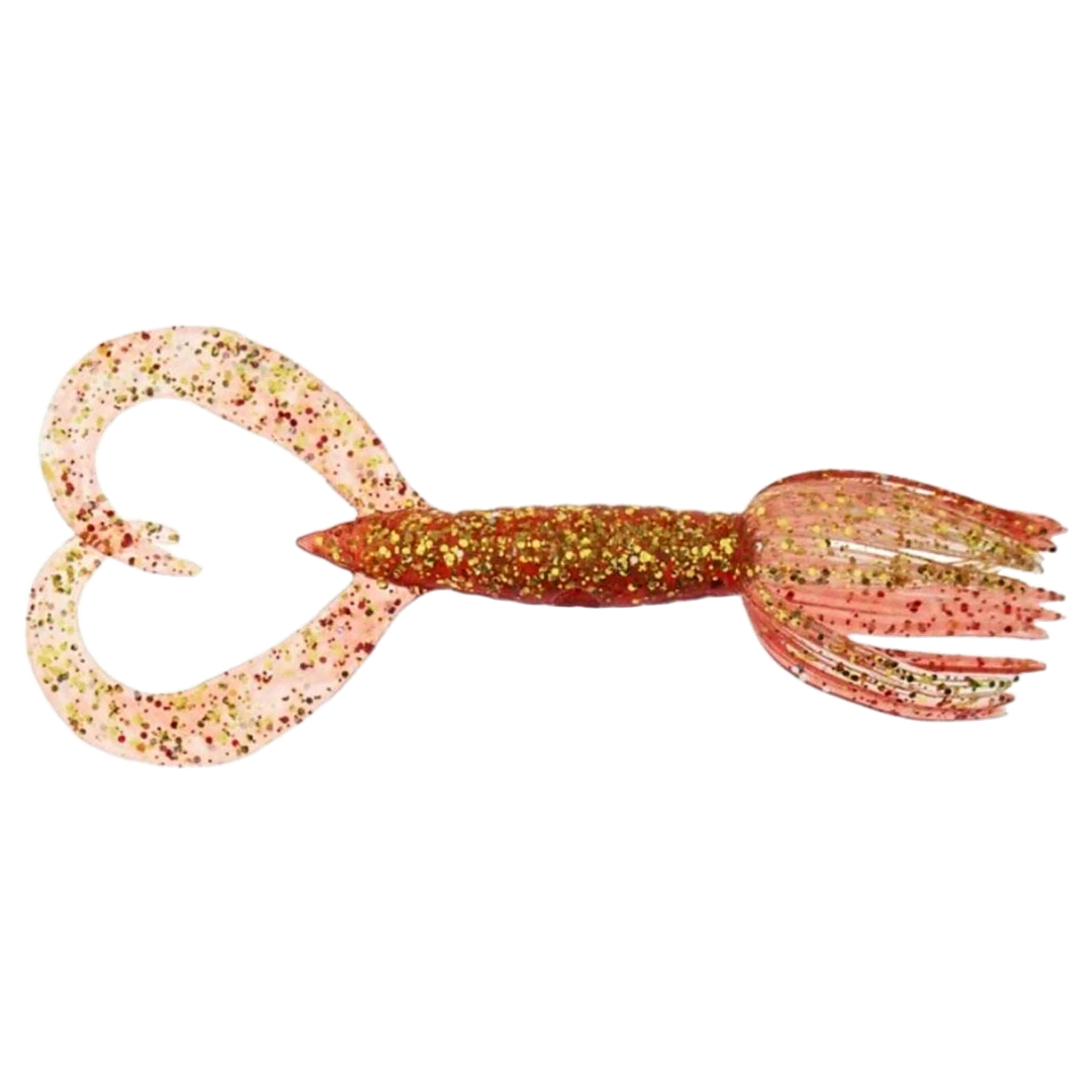 Keitech Little Spider Jigi 2" Red Gold ylhäältä, pää oikealla