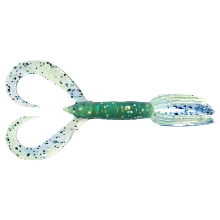 Keitech Little Spider Jigi 3" Blue X Chart ylhäältä, pää oikealla