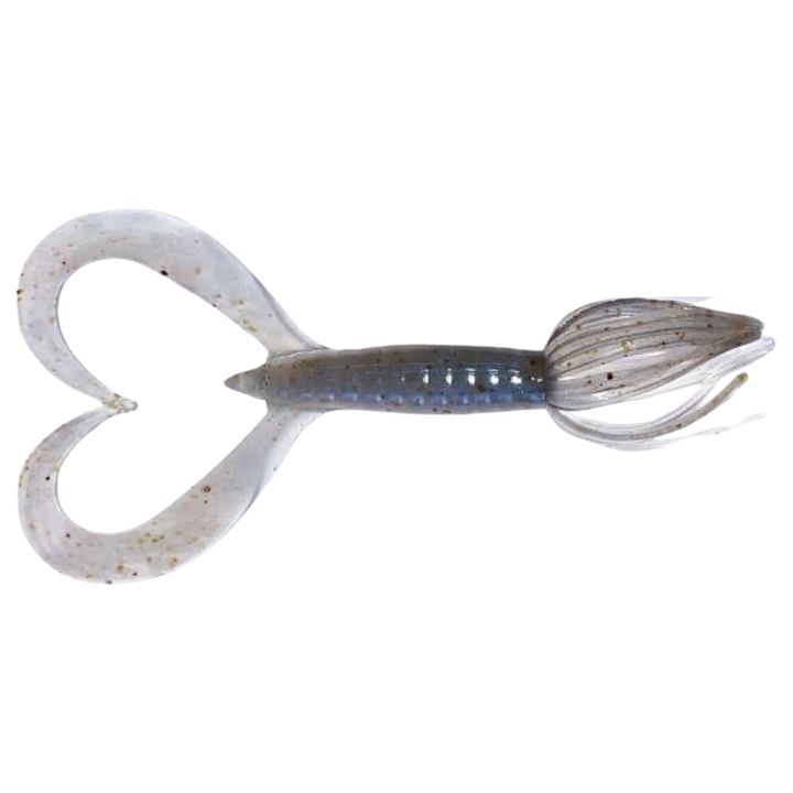 Keitech Little Spider Jigi 3" Pro Blue/Red Pearl ylhäältä, pää oikealla