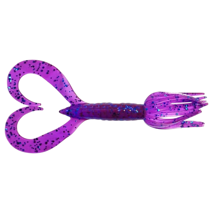 Keitech Little Spider Jigi 3" Purple Blue Heaven ylhäältä, pää oikealla