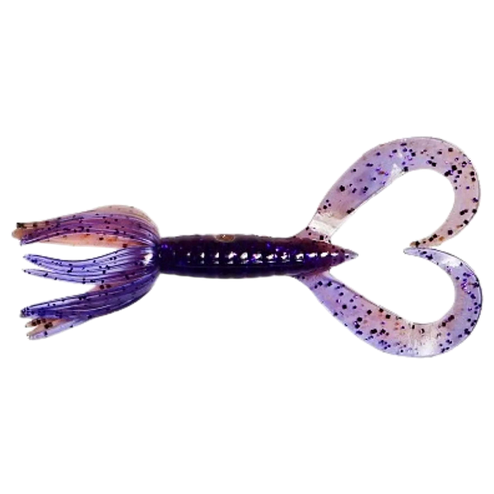 Keitech Little Spider Jigi 3" Purple Jerry ylhäältä, pää vasemmalla