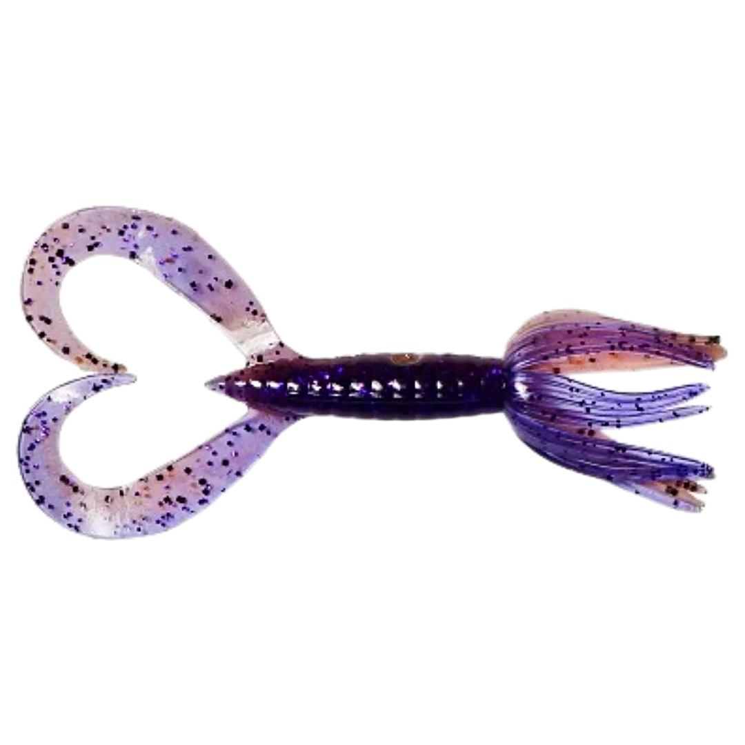 Keitech Little Spider Jigi 3" Purple Jerry ylhäältä, pää oikealla