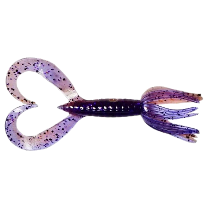 Keitech Little Spider Jigi 3" Purple Jerry ylhäältä, pää oikealla