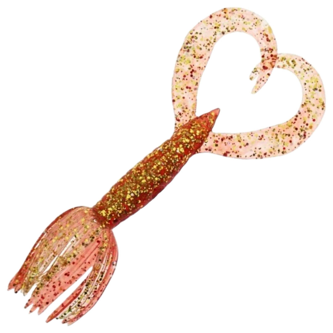 Keitech Little Spider Jigi 3", väri Red Gold: punaoranssi runko ja kultaiset hileet