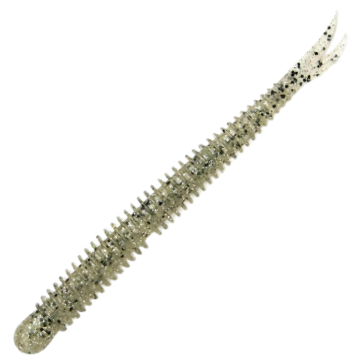 Keitech Live Impact Jigi 3", väri Silver Shad: läpikuultava vaalea runko ja mustat hileet
