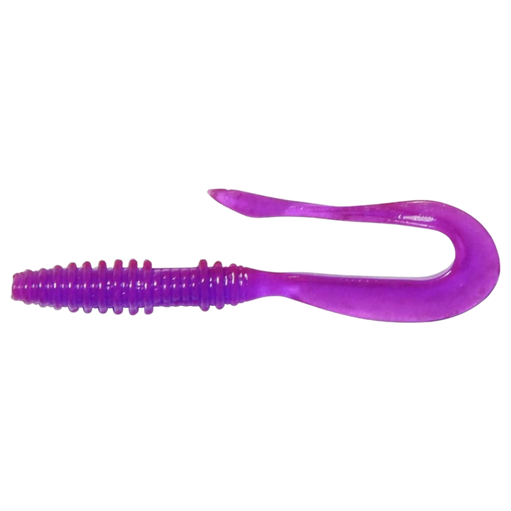 Keitech Mad Wag Mini Jigi 2.5" Purple Chameleon sivulta, pää vasemmalla