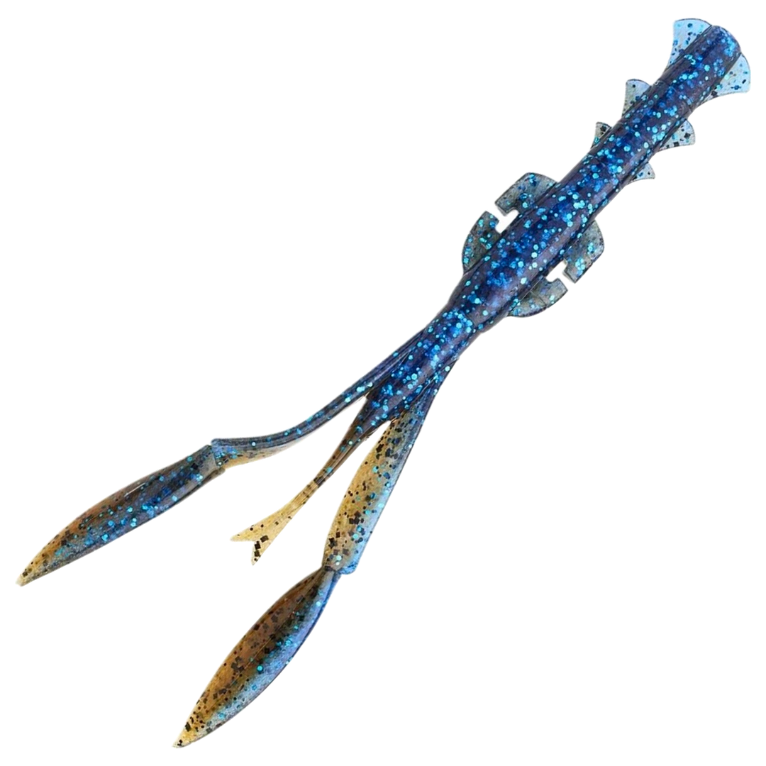 Keitech Neko Camaron Jigi 5.5", väri Okeechobee Craw: harmaanvihreä ja sininen runko sekä mustat pilkut