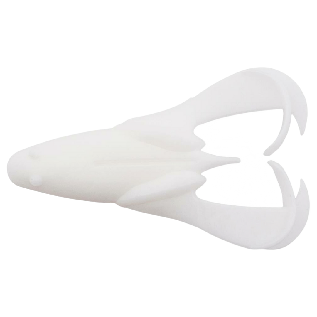 Keitech Noisy Flapper Jigi 3.5" White ylhäältä, pää vasemmalla