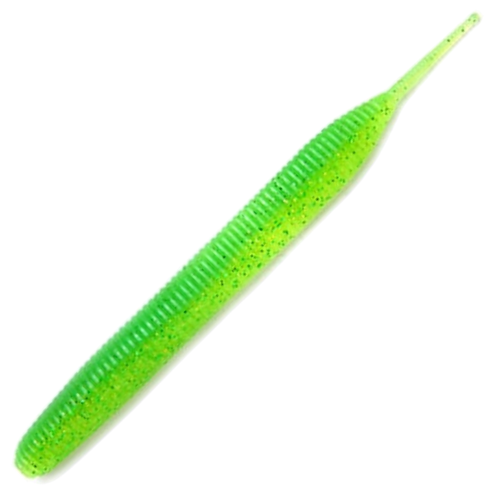 Keitech Sexy Impact Jigi 3.8", väri Lime/Chartreuse: kellertävä limenvihreä runko ja hienot hileet
