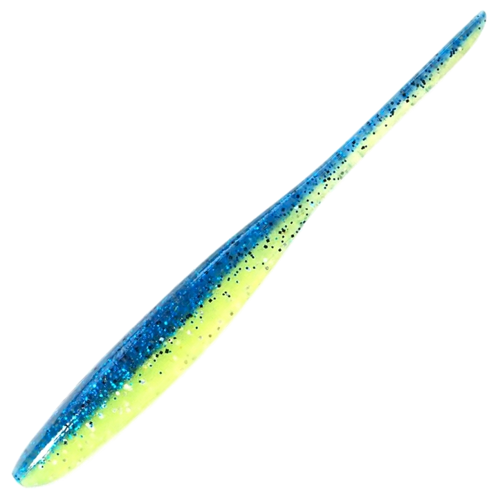 Keitech Shad Impact Jigi 2", väri Blue X Chart: sininen selkä ja kellanvihreä kylki