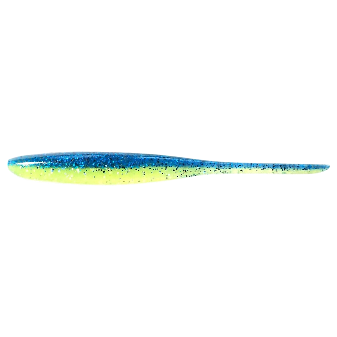 Keitech Shad Impact Jigi 2" Blue X Chart sivulta, pää vasemmalla