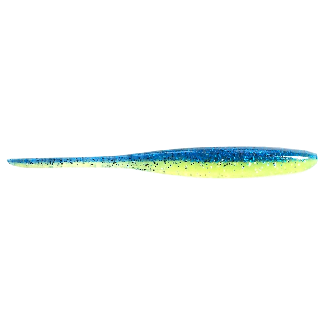 Keitech Shad Impact Jigi 2" Blue X Chart sivulta, pää oikealla