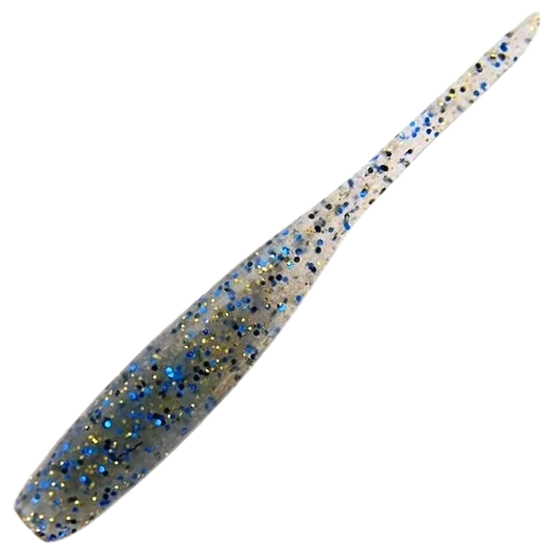 Keitech Shad Impact Jigi 2", väri Bluegill: harmaanvihreä runko sekä siniset ja mustat pilkut