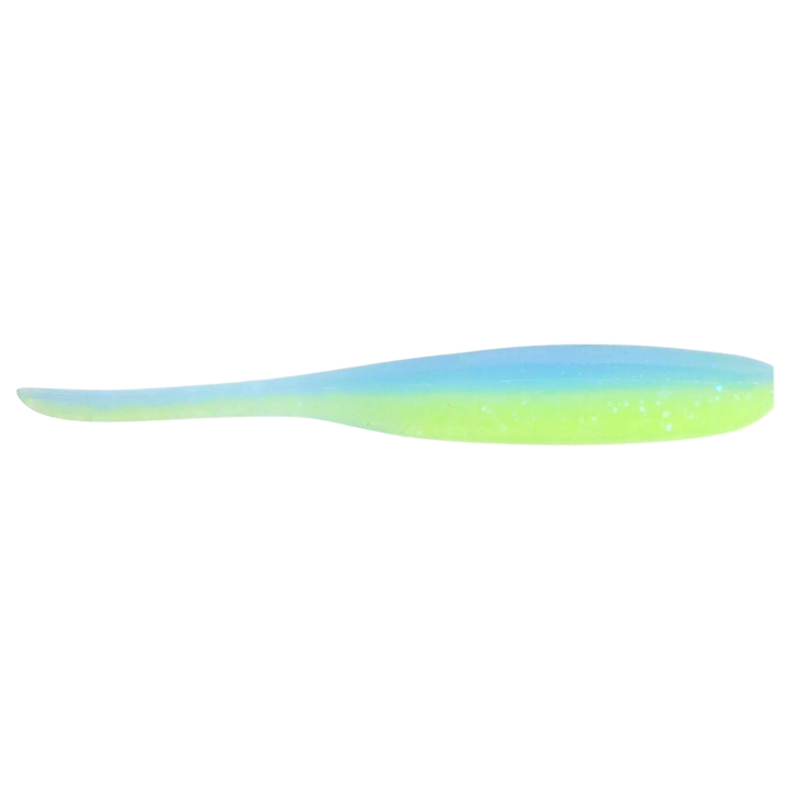 Keitech Shad Impact Jigi 2" Electric Chart sivulta, pää oikealla