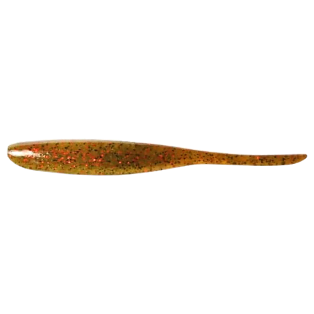 Keitech Shad Impact Jigi 2" Motoroil Red Flake sivulta, pää vasemmalla