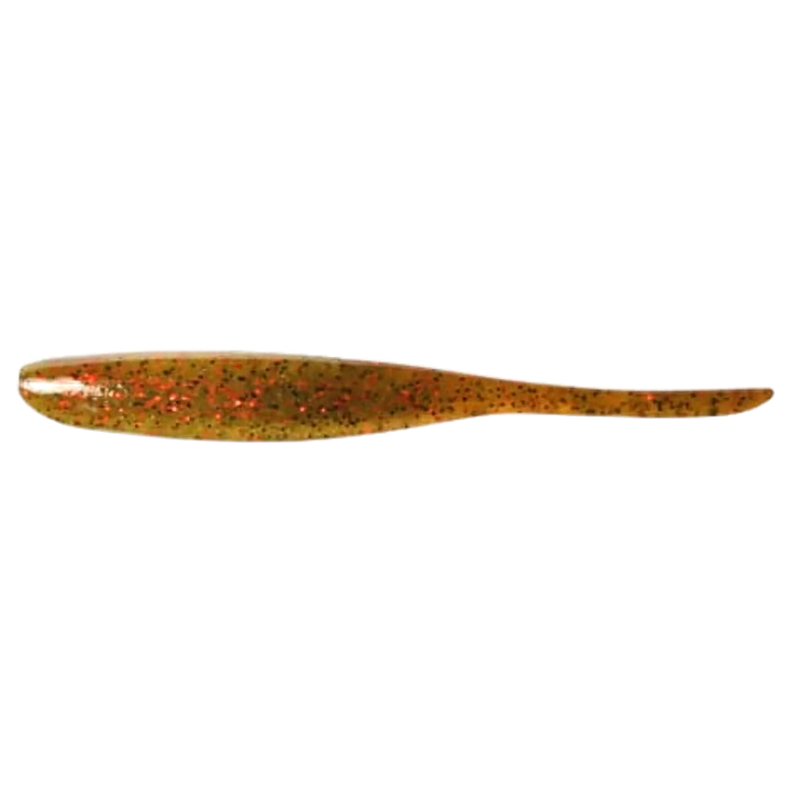 Keitech Shad Impact Jigi 2" Motoroil Red Flake sivulta, pää vasemmalla