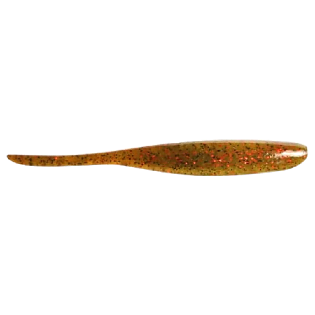 Keitech Shad Impact Jigi 2" Motoroil Red Flake sivulta, pää oikealla