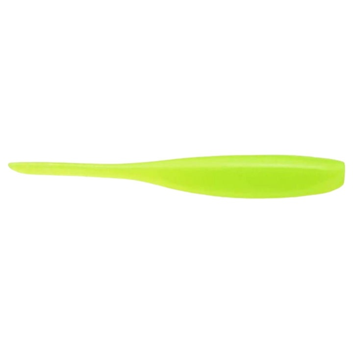 Keitech Shad Impact Jigi 3" Clear Chartreuse Glow sivulta, pää oikealla