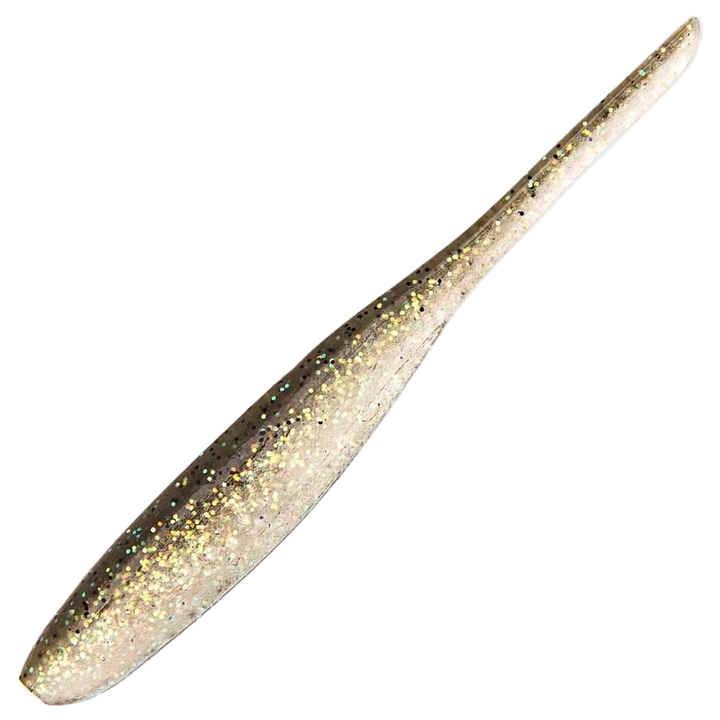 Keitech Shad Impact Jigi 3", väri Crystal Shad: harmaanvihreä selkä ja hopeinen hileinen kylki