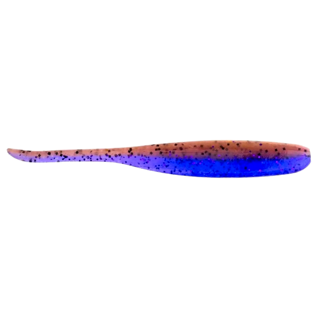 Keitech Shad Impact Jigi 3" Purple Jerry sivulta, pää oikealla
